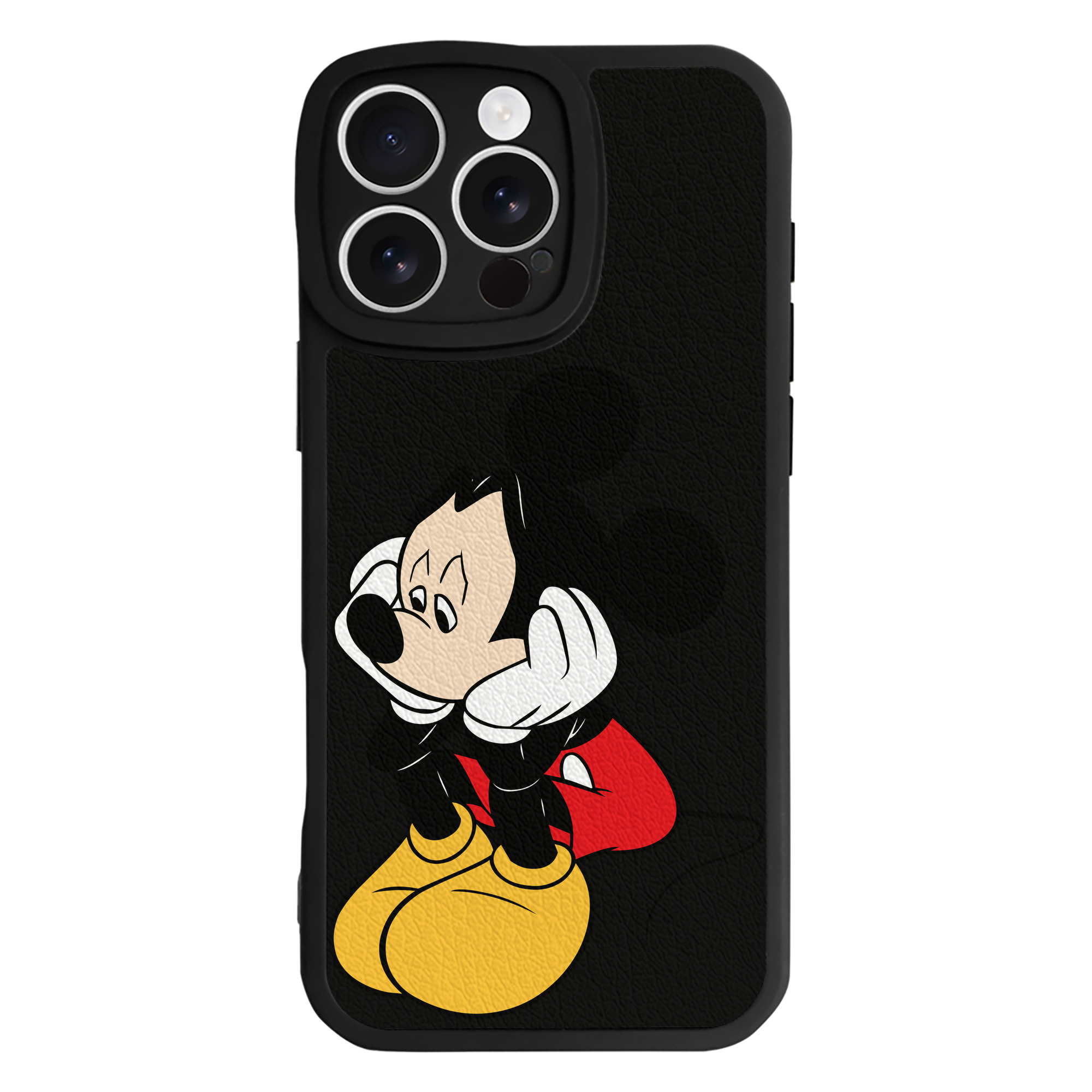 （画像用） ミッキーマウス Mickey Mouse 【iPhone 16シリーズ対応】シリコンスマホケース（レザー調） 材質：シリコン